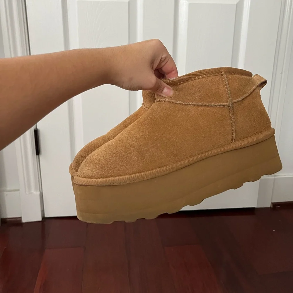 Women’s Winter Platform Ankle Boots - Tan